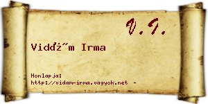 Vidám Irma névjegykártya